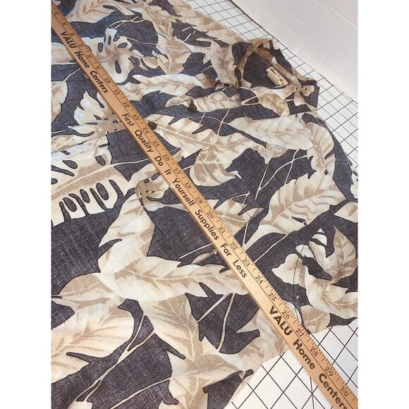 XXL Panama Jack Hawaiian Black Beige Reverse Print Shirt Leaves Floral Aloha EUC - Picture 11 of 16